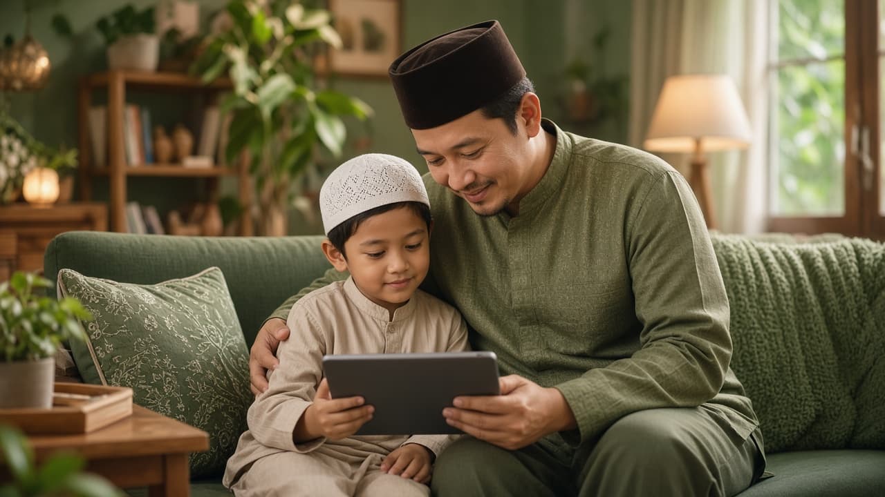 Ayah dan anak belajar bersama